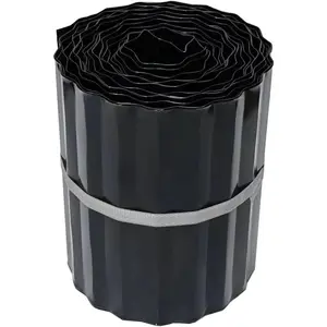 Sturdy Steel Garden Edging Border, 6 Inch x 20FT Corrugated Metal Landscape Edging (Black)