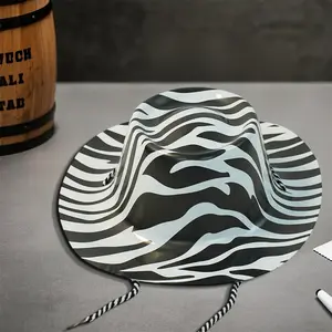 Stylish Unisex Black Felt Fedora Hat with Feather Band and Wide Brim for Western Cowboy Cowgirl Jazz Party Costume