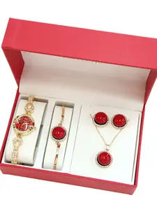 Women's Fashion Luxury Watch Set Gift Box, Includes Watch, Bracelet, Necklace, Earrings, Artificial Leather, All Seasons