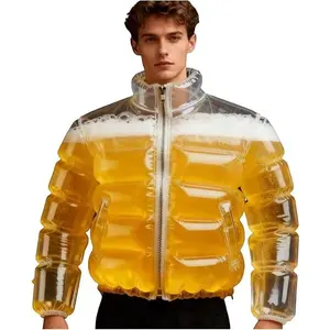 Funny Transparent Beer-Drinking Jacket, Transparent Beer-Filled Drinking Jacket with Straw,Beer Jackets for Men,Partie
