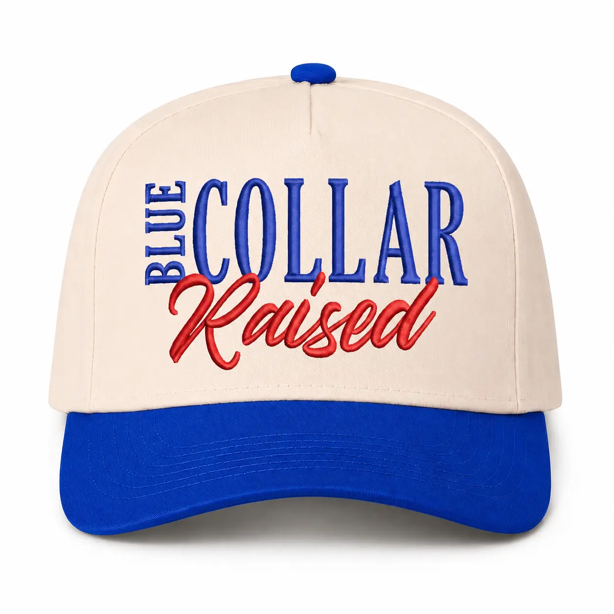 Blue Collar Raised Embroidered Otto Cap, Hardworking American Lifestyle Baseball Hat, Tradesman Pride Snapback, Working Class Gift Hat