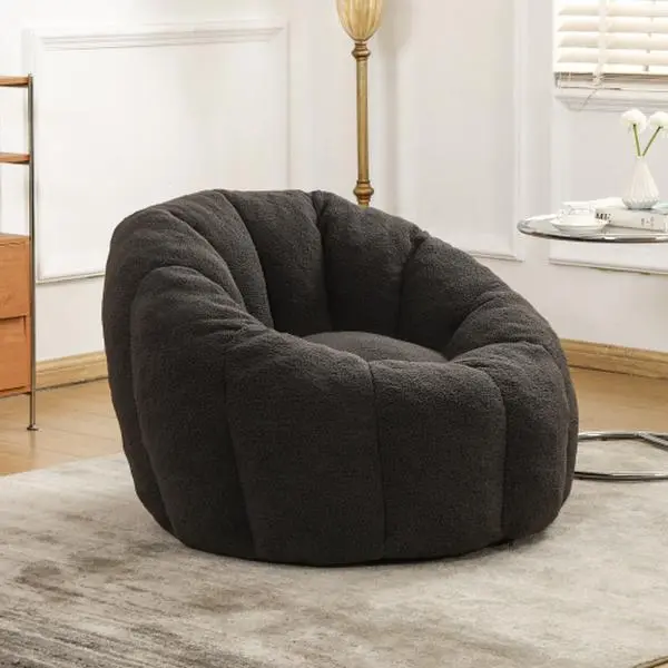 Bean Bag Chair, Bean Bag Sofa Chair with Armrests Stuffed High-Density Foam, Lazy Sofa Comfy Chairs BeanBag Chair for Adults in Living Room,Bedroom Reading Bean Bag Chairs for Adults（Dark Gray）