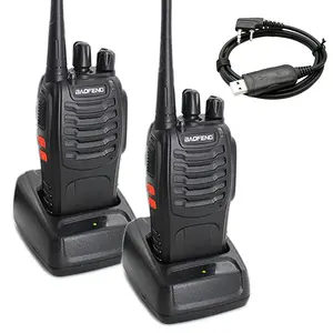 BAOFENG Walkie-Talkie 888S Rechargeable Long-Distance, Suitable for Adults, Durable Remote 16-Channel Professional Handheld Two-Way Radio, Security Reusable Includes Lithium Battery and Charger(2 PSC)+ One USB Programming Cable