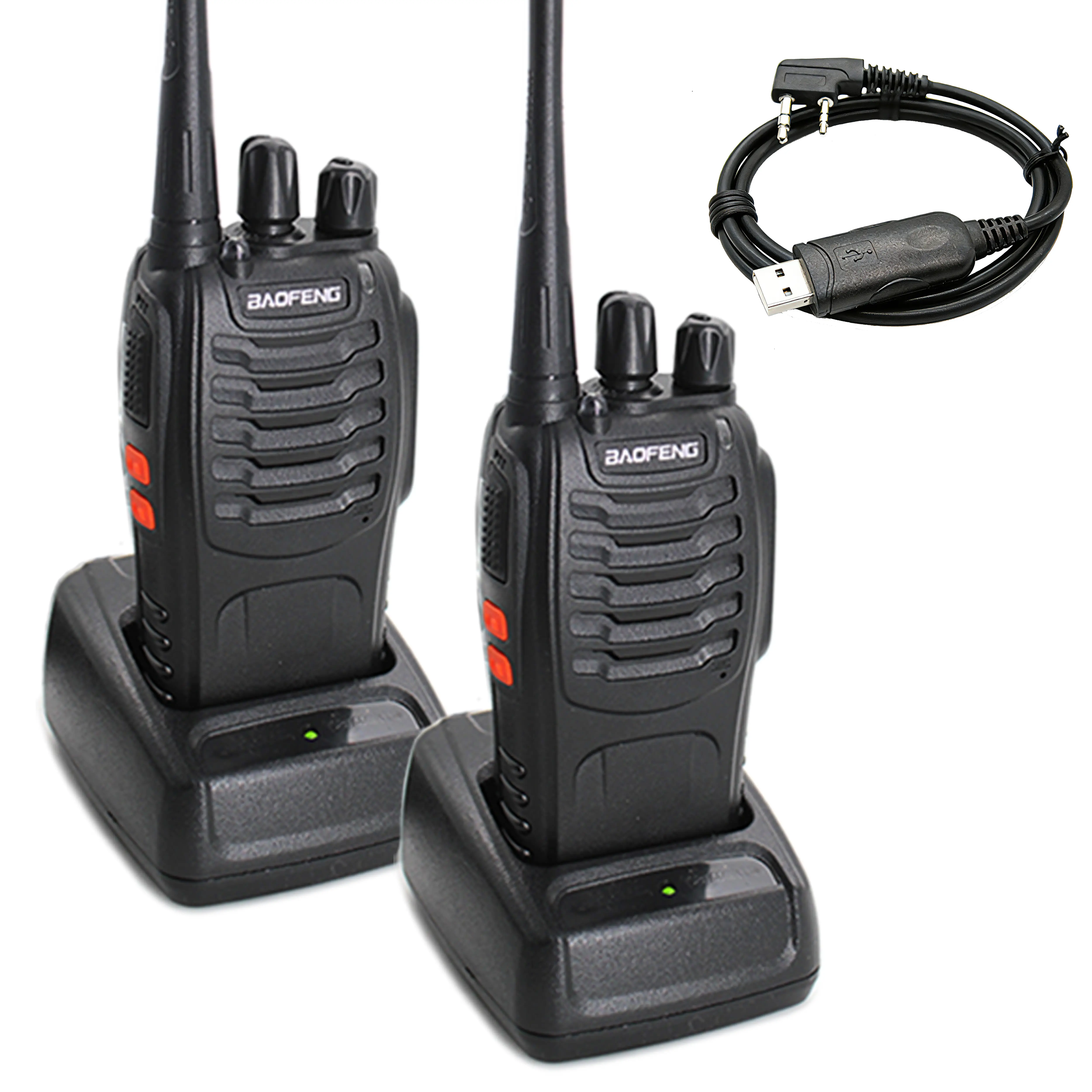 Baofeng 888S Durable Long-Range Walkie Talkies (2 PCS) - UHF Band, 16 Preset Channels, VOX Enabled Professional Handheld 2-Way Radios, Rechargeable Lithium Battery, Charging Shell, Charger, 1 USB Programming Cable, Reusable, Manufacturer Warranty, Remote