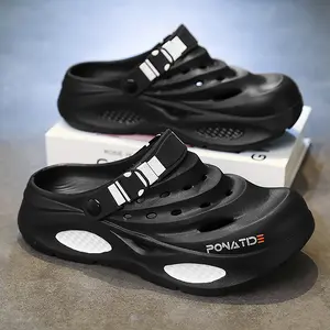 Men's Summer Slippers Outdoor Non-Slip Thick Sole Durable Closed Toe Beach Sports Sandals with Hollows