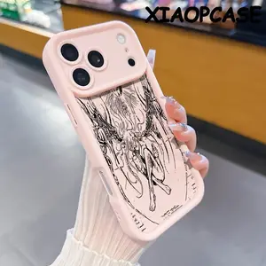 Sketch of the Fallen Angel Pattern Design Soft silicone Case for iPhone 17 Pro Max Air 16 15 14 Plus 13 12 11 Straight Edge Drop-Resistant Rugged Durable Cover Shell Gift 2D printing