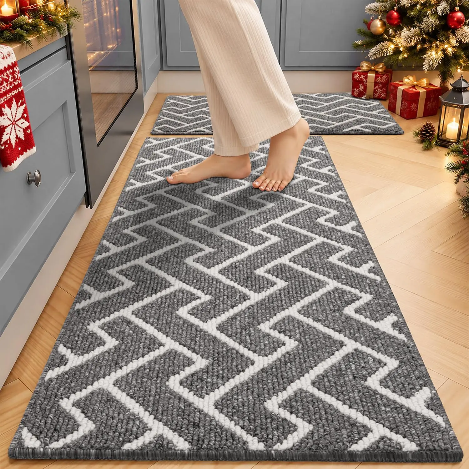 hicorfe Kitchen Runner Rug,20"x48"+20"x32" Kitchen Set,Non-Slip Kitchen Mat