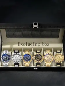 6-piece men's steel strip fashion party, fashion watch, men's gift, men's gift, Exquisite Watch Set, Quartz Dial
