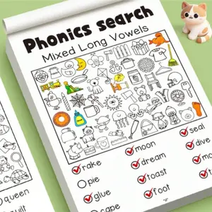 32-Page Alphabet Natural Spelling Word Search & Coloring Workbook, Fun English Words Book for Preschool to Grade 1, Home or School Use, Learning Materials