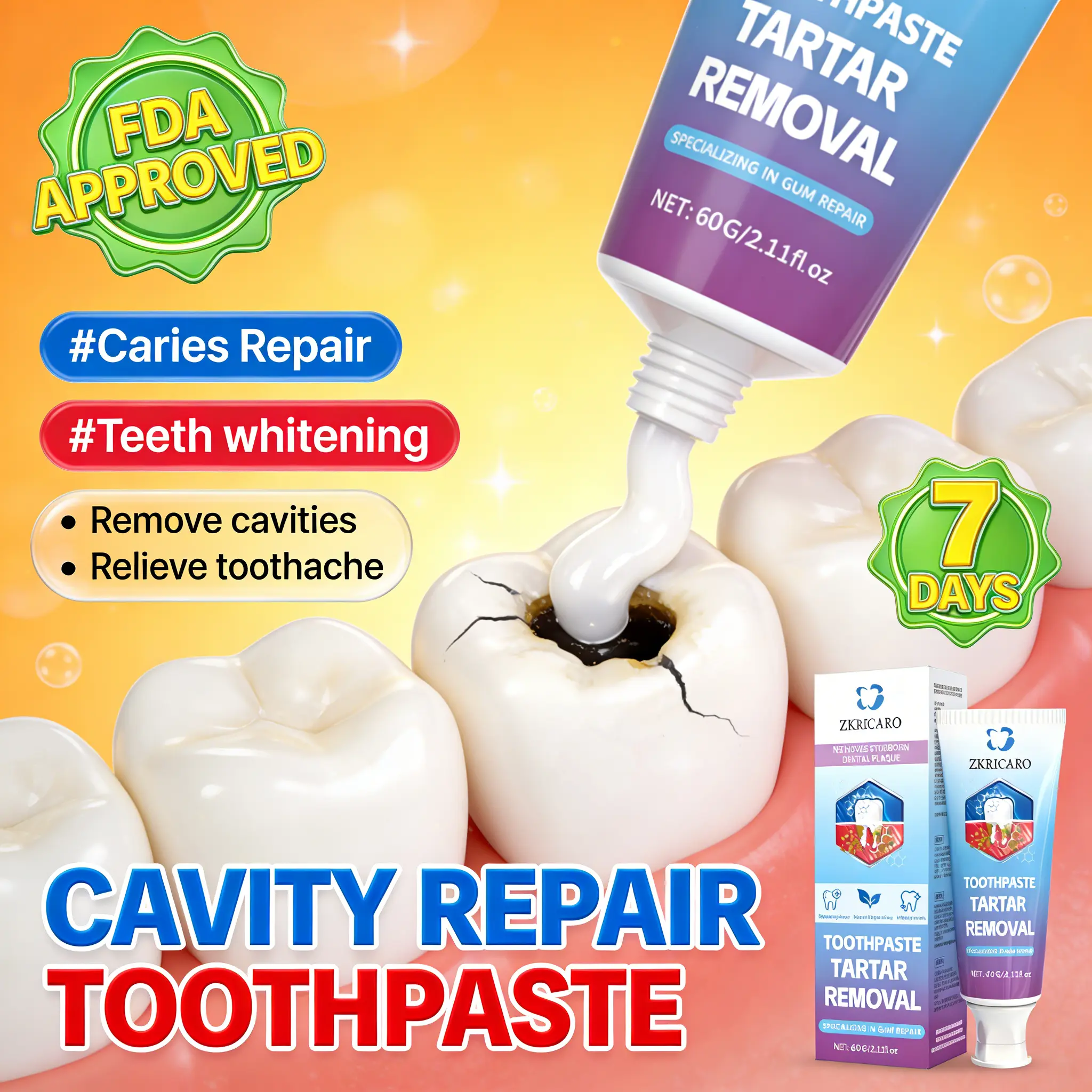 ZKRICARO Enamel Regeneration Toothpaste with a Gentle Chamomile Herbal Blend for Tartar Removal, Alcohol Free Oral Care Toothpaste, Tea Tree, Dental Care Toothpaste