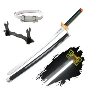 41 inches LED Light Tokitou Muichirou Demon Slayer Sword Cosplay with Belt & Holder Stand Display for Cosplay & Collection and Anime Fans