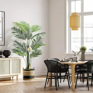 【GARVEE】Large UV Resistant Artificial Golden Cane Palm Tree in Pot – Realistic 6ft Faux Greenery for Indoor Outdoor Home, Office, Patio or Living Room Décor