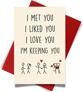Cheerful & Funny Greeting Card with Envelope for Him, Her, Girlfriend, Boyfriend or Wife - Perfect for Anniversaries, Birthdays, and Romantic Gifts