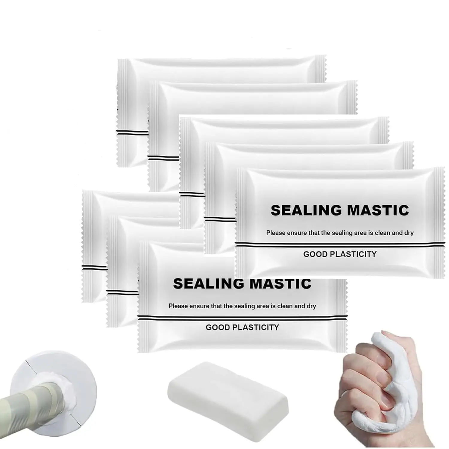 8Count Waterproof Sealant Mastic,Quick Mending Mud,Repair Wall Holes,for Drain Connection,Wall Hole,Air Conditioning Hole Waterproof Seal Putty.