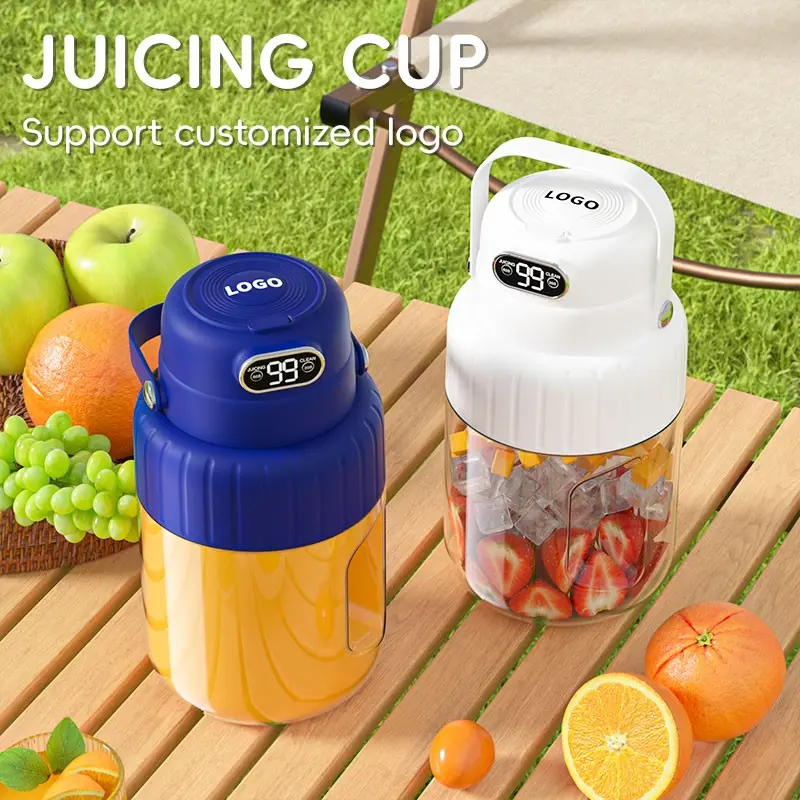 1PC Large Capacity Juicer Bottle, Portable Wireless Blender with Ice Crushing, Digital Display, Filter-Free Smoothie Maker