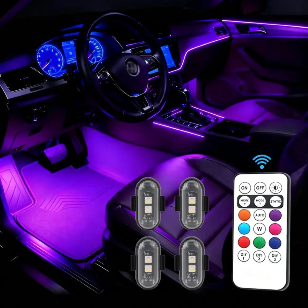 RGB LED Aircraft Strobe Warning Device - Wireless Remote Control Multi-Function, USB Rechargeable with USB Cable, IP65 Waterproof, Magnetic & 3M Adhesive Mounting, for Cars, Drones, Boats, Camping Gear, Sensor Lights Compatible