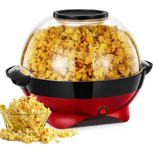 Popcorn Machine, 28 Cup Popcorn Maker, 800w Electric Stirring Popcorn Popper with Quick-Heat Technology,Removable Non-Stick Surface,Cool  Handles,Thicken Transparent Cover,2 Measuring Cap