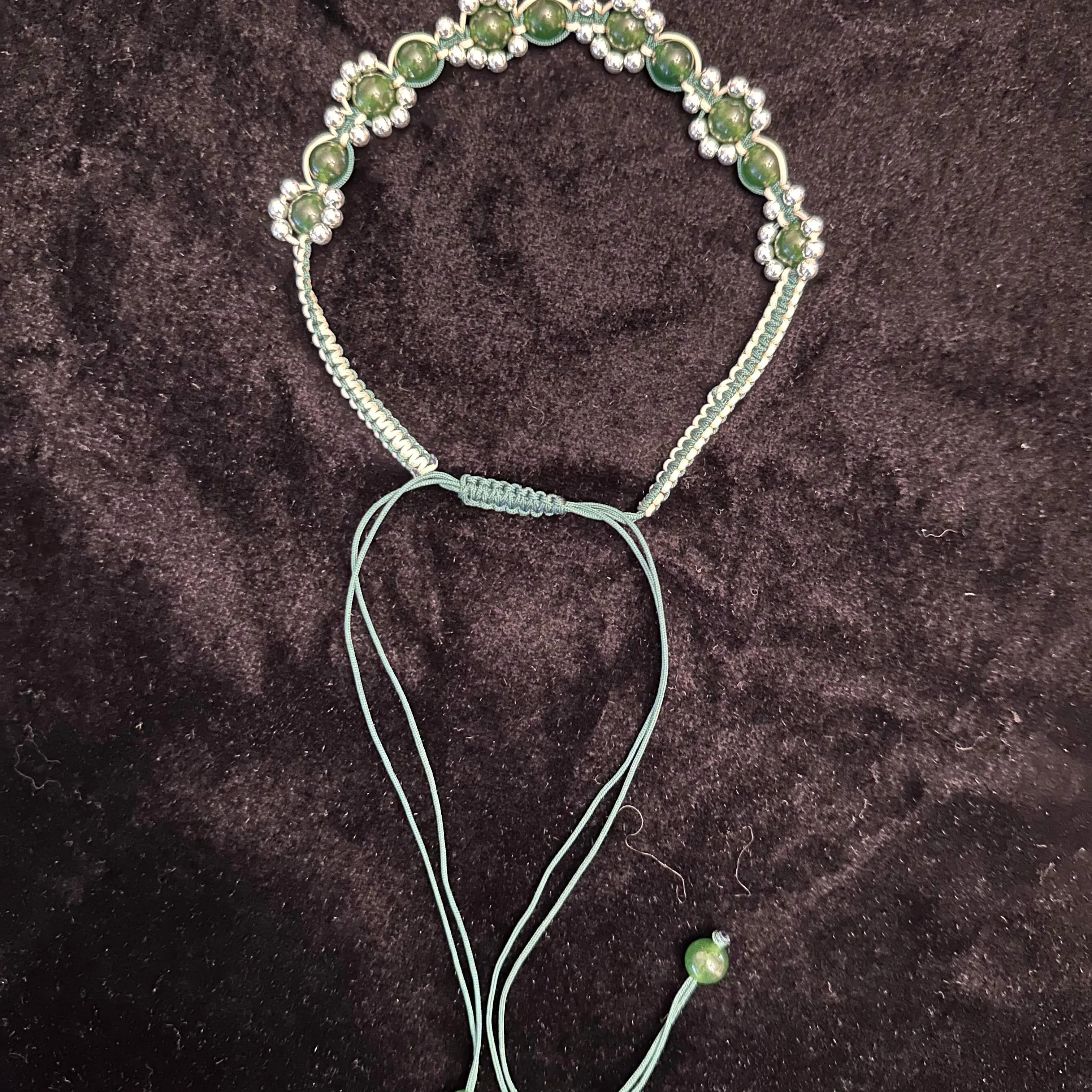 2 color cord with green jade