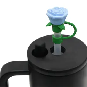 1pc Silicone 3D Rose Straw Topper, 10mm Cartoon Sports Cup Lid, Dustproof Beverage Accessory, Ideal for Valentine'S Day, Women'S Day, Mother'S Day, Thanksgiving, New Year Gifts, Drinkware