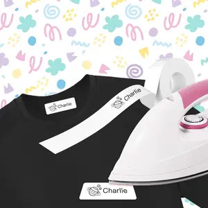 Iron-On Name Stamp Tape - White Name Stamp Tape For Black & Thin Clothes (40 Inches)