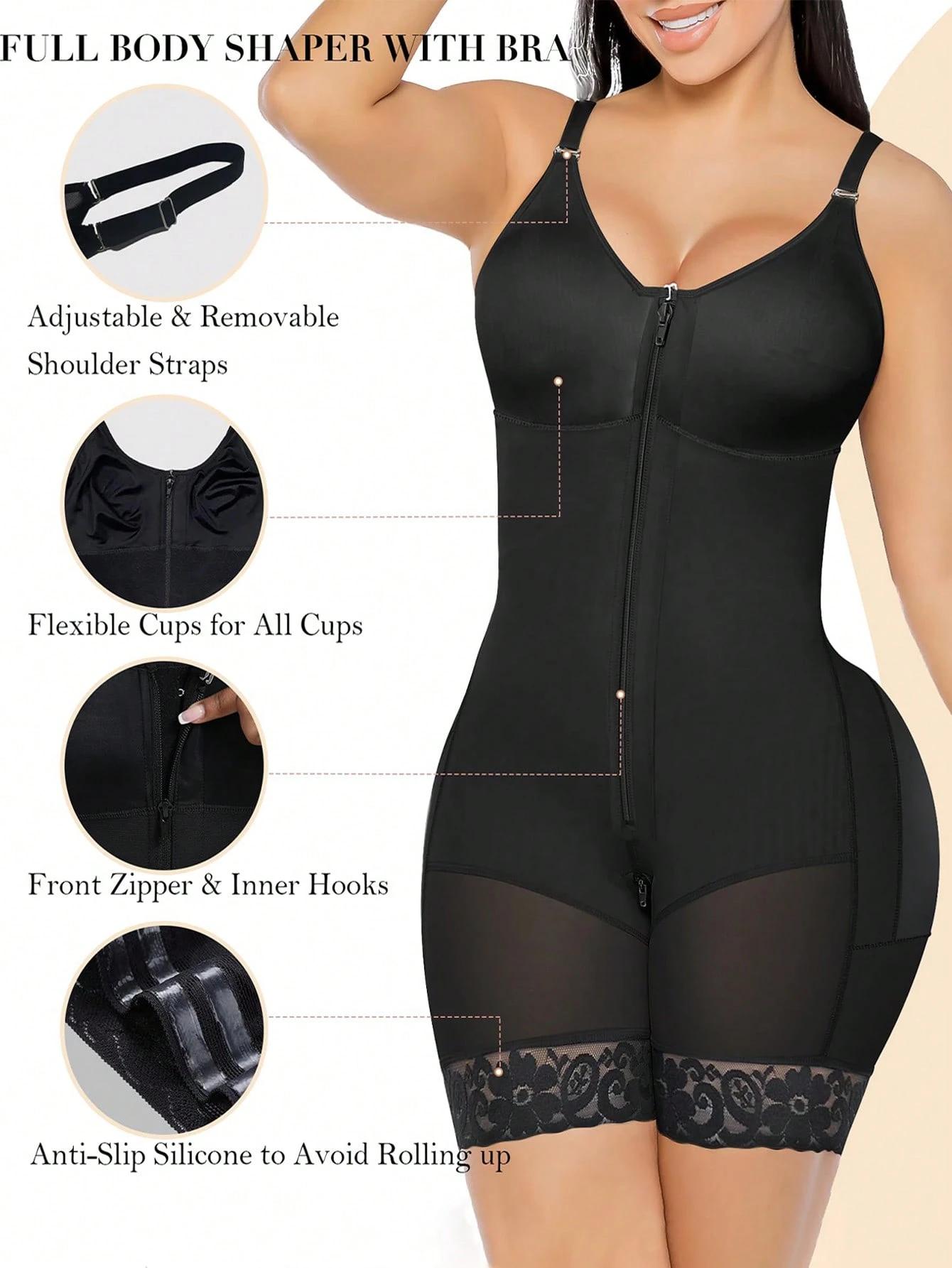 SHAPEGUY Women's Corset High Compression Full Body Shaper Girdle Adjustable Clasps Buttock Lifter Slimming Push Up