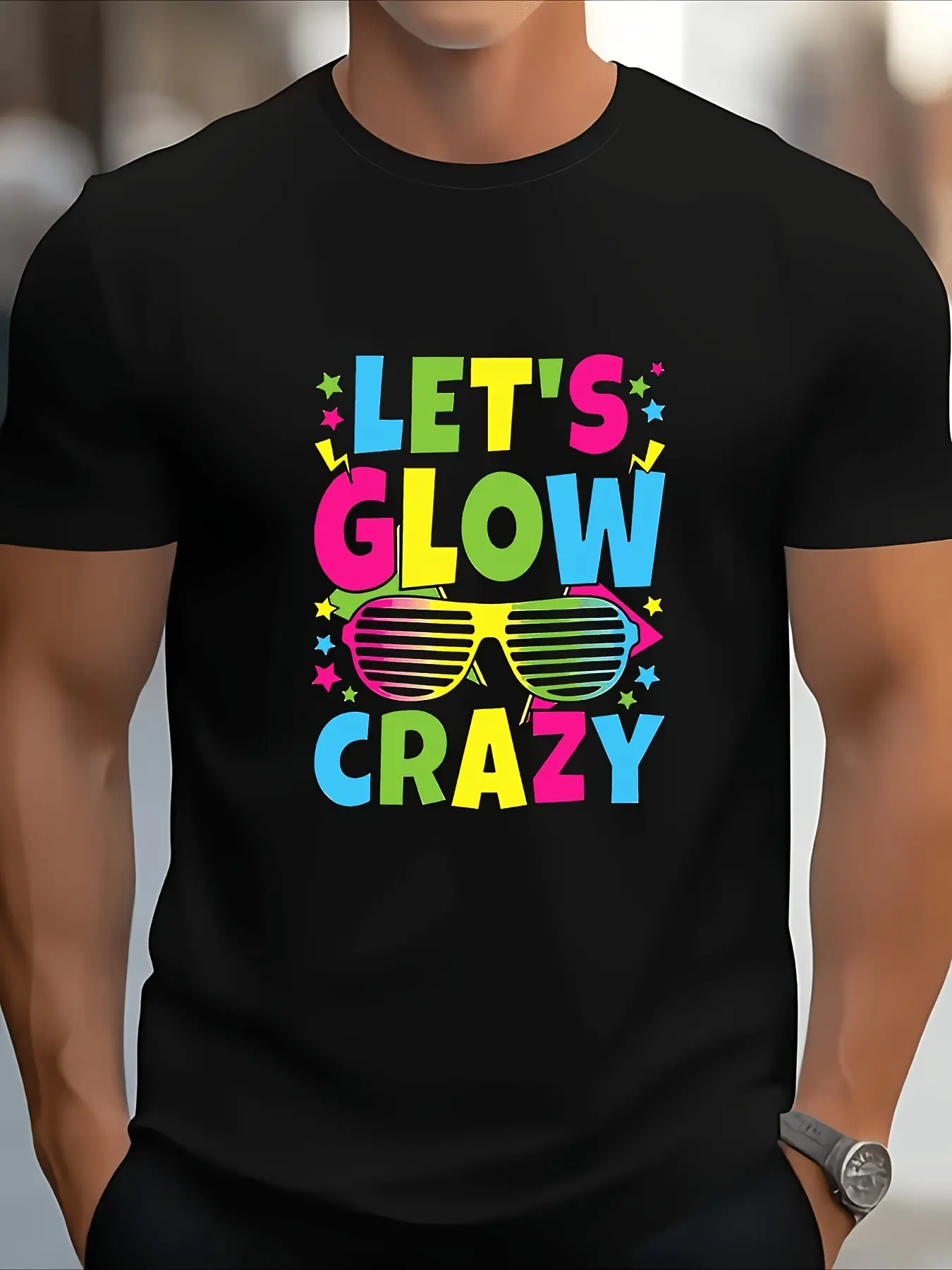 Men's 80s Retro Neon Glow in the Dark T Shirt 80s unisex soft cotton short sleeve t shirt, vintage graphic casual tee for men women teens, perfect birthday holiday gift for camping travel gym daily street casual wear