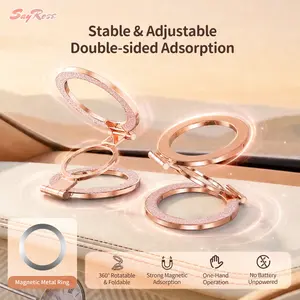 3-in-1 Magnetic Phone Stand, Foldable Stand & Finger Grip, Dual Magnetic Ring Stand, Fidget Toy for Adults, Foldable Design, 360° Rotating, Car Phone Holder, Desk Phone Stand, MagSafe Compatible Phone Accessory for Home, Office, Travel & Gym