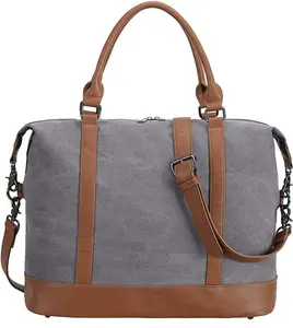Travel Tote Bags with Zipper Ladies Canvas Bag Weekender Overnight Bag for Women Carry on Duffel Bag Trolley Sleeve