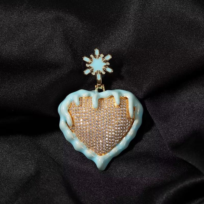 【PANG Jewelry】Hip Hop Glow in The Dark Heart Pendant Necklace Enamel Paint Long Lariat Chain Rave Party Y2K Streetwear Jewelry