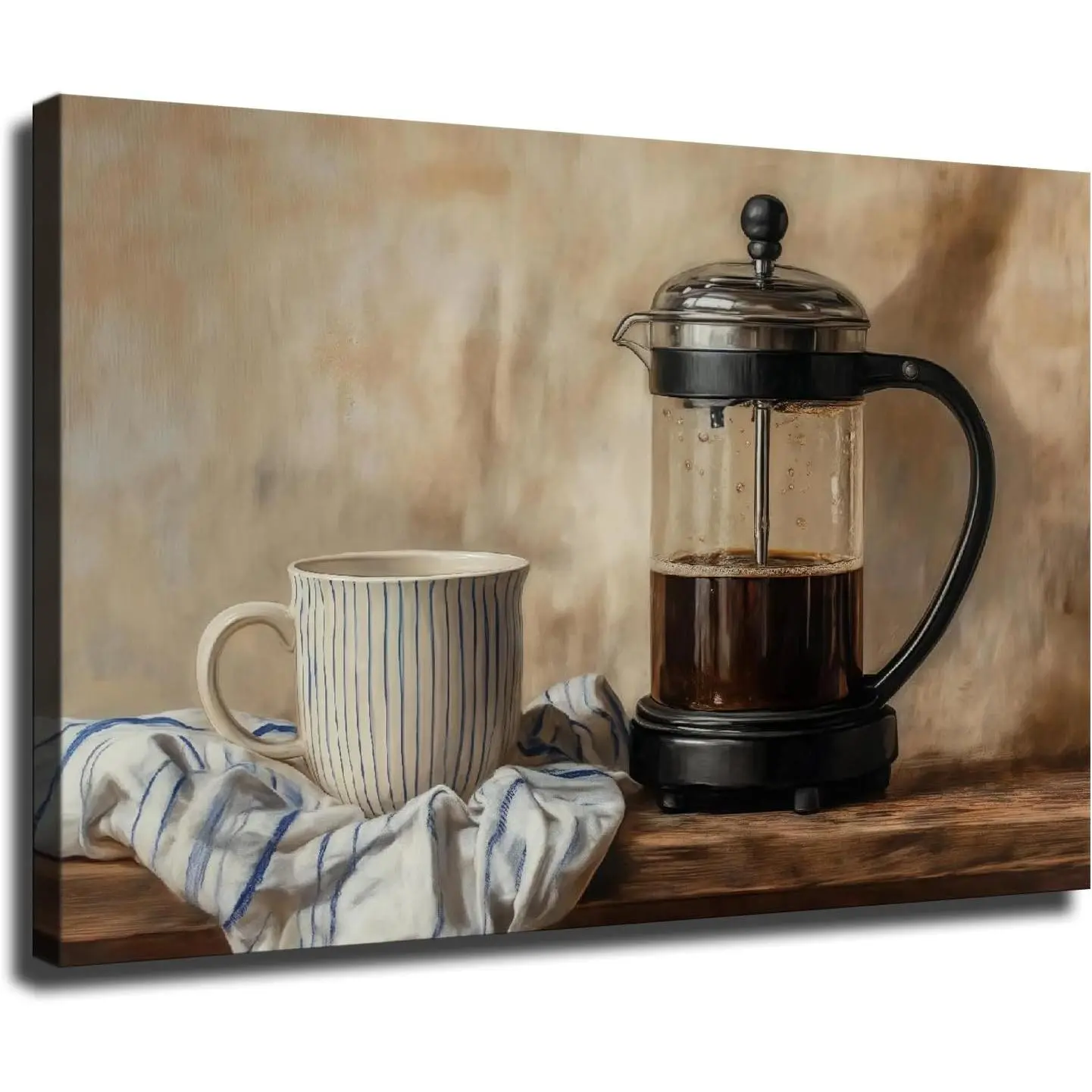 Vintage French Coffee Photo - Framed 28*40 inch Decorative High Detail Hi-Res Image, Rustic Kitchen Wall Decor, Ready-To-Hang Café Barista Home Accent