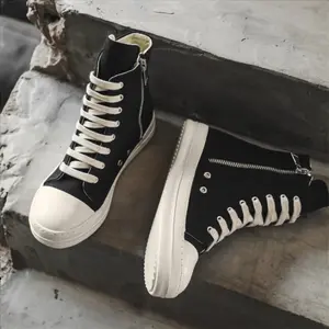 High-Top Canvas Sneakers in and, Trendy Side Zipper Design for Street Style and Daily Comfort, Stylish Athletic Footwear, Canvas Shoes