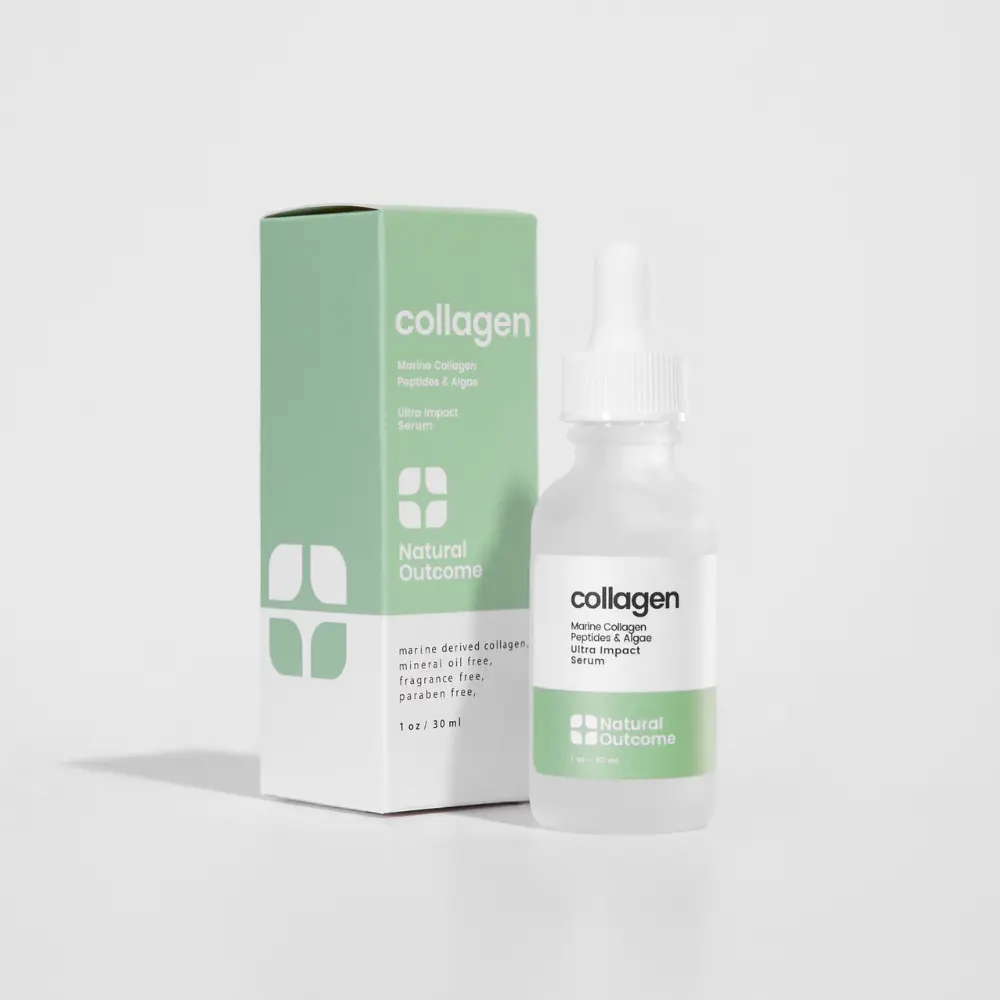 Collagen Serum For Face by Natural Outcome Skin Care - Ultra Impact Marine Collagen Peptides Serum for Face - Facial Moisturizer Anti Aging Serum Gel for Firming, Lifting and Reducing Wrinkles, 1 oz Lightweight Moisture