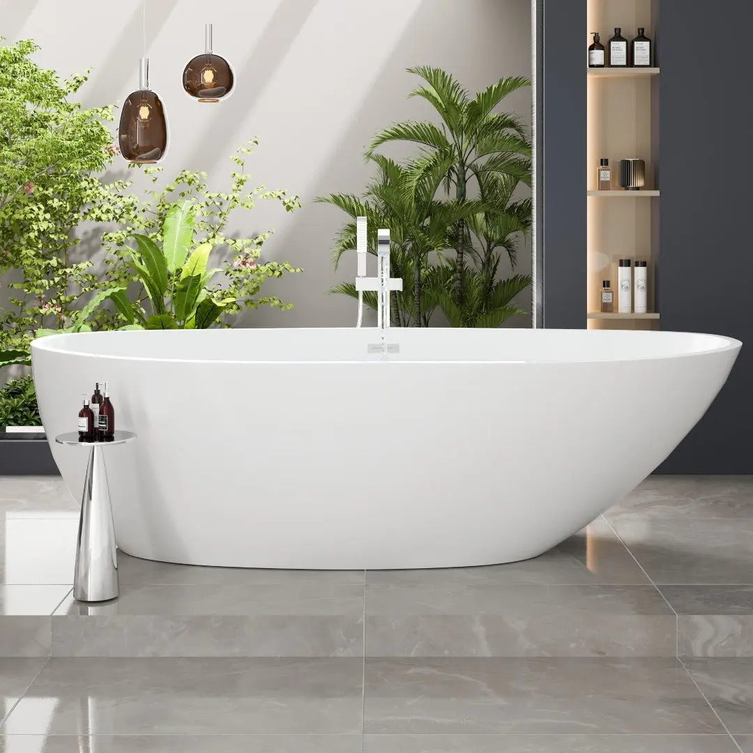Eviva Sarah 67" Glossy White Acrylic Freestanding Bathtub