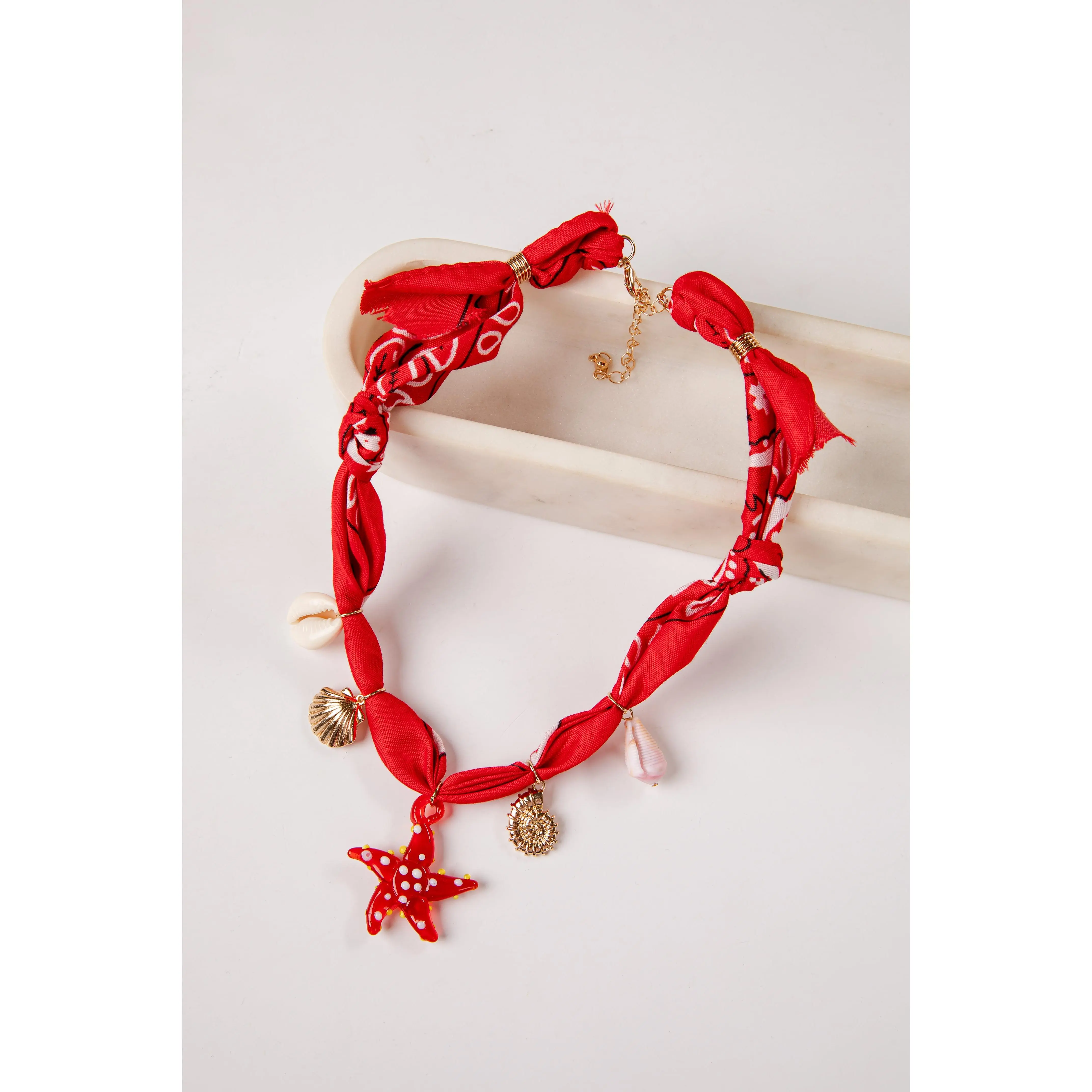 Ansley Bandana Costal Charm Red Necklace