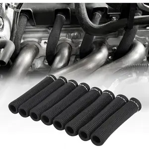 Spark Plug Wire Heat Shield Sleeve 2500 °   Spark Plug Boot Protector Boots Wrap for SBC BBC 350 454 8PCS Plug Wire Covers