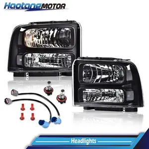 CROSSDESIGN Headlights Lamp Fit For 1999-2004 Ford Super Duty F250 F350 Excursion Conversion