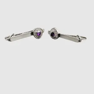 Teardrop Cufflinks in Silver Deep Purple Amethyst