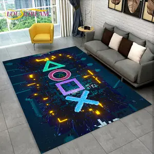 PlayStation 2D Game Symbols Flannel Area Rug - Oversized Soft Plush Mat for Gaming Room & Bedroom, Non-Slip Thick Retro Video Game Pattern Home Decor Rugs for Gamer Enthusiasts #PlayStationRug #2DGameSymbolsCarpet #GamerRoomDecor #FlannelMat #NonSlipRug