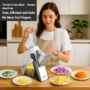 Vegetable Mandoline Slicer Chopper, Kitchen Adjustable Safe Onion Potato Food Chopper, Perfect for Slicing, Chopping, Shredding and Dicing