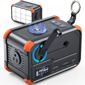 ChatGPT ： Portable power station, 153Wh lithium battery with 150W AC outlet, hand crank, wireless charging, and solar support. Ideal for camping, outdoor travel, and emergency home backup.