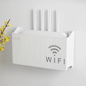 Easy Installation Wireless Router Shelf, No Drilling Wall-Mounted Storage Box, Polished Surface, Multi-Functional Organizer for Home & Office