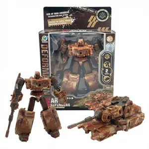 Two-In-One Desert Camo Tank Transforming Robot Toy, Convertible Military Vehicle to Action Figure, Jointed, Ages 3+, Boy's Birthday Gift