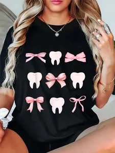 100% Cotton Unisex Cute Tooth Dental Assistant Hygiene Oral RDH Round Neck Short Sleeve T-Shirt Women's Men Graphic Tee