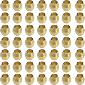 50PCS 1/8 Inch Brass Compression Sleeve Ferrules, Compression Ferrules Tube Fitting for Air, Fuel, Water, Oil Pipe