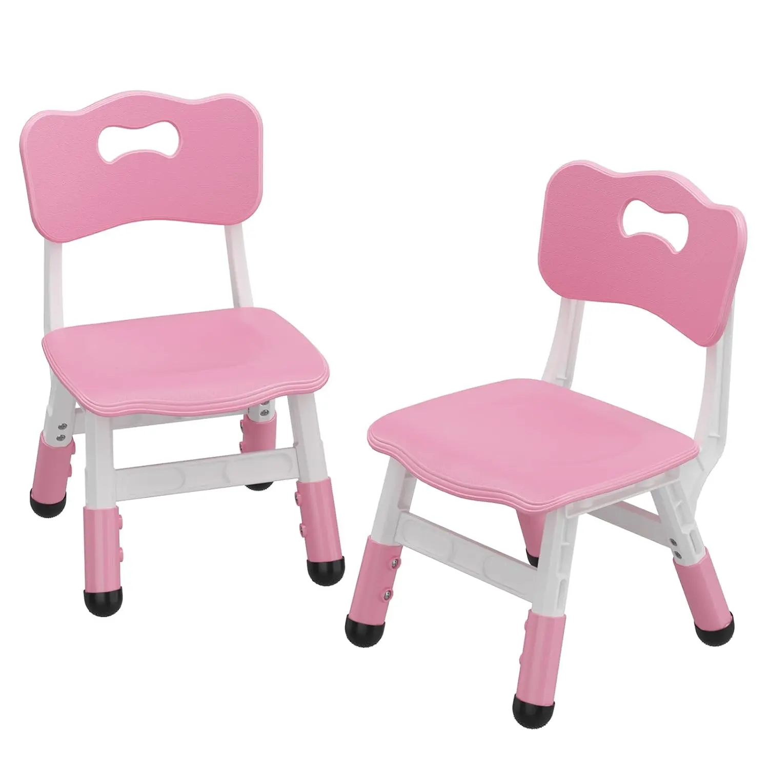 pink 2-Pack Adjustable Kids Chairs, 54-58Cm 3-Level Height, Ergonomic Backrest, Non-Slip Pads, Safe PP, for 2-12 Years