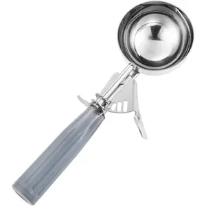 Saebye #8 Portion Scoop (4 oz) - Disher, Large Cookie Scoop, Food Scoop, Muffin Scoop - Portion Control - 18/8 Stainless Steel with Grey Handle
