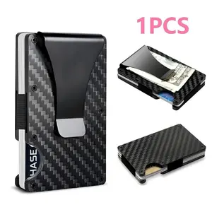 Minimalist Card Holder Men's Ultra-Slim Wallet, Tactical RFID Blocking Wallet, Thin Carbon Fiber Scratch-Resistant Money Clip, RFID Card Slots, Perfect Gift for Boyfriend