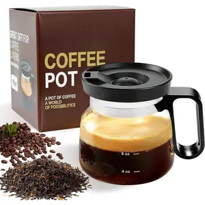 16 oz Glass Coffee Pot Mug with Spill Proof Lid, Heat Resistant Clear Coffee Cup with Handle for Office  Travel