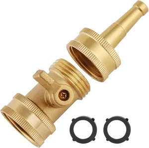 Jet Nozzle Power Washer for Garden Hose, Heavy Duty Brass Jetnozzle with Garden Hose Shut off Valve, Water Hose Nozzle High   Washer 3/4" GHT, 2 Pack