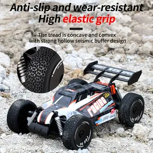 2.4GHz RC Off-Road Racing Car, LED Lights, Tail Smoke, Multi-Terrain, Indoor/Outdoor, USB Charging, 500mAh Battery - Cool Spray Lights & Remote Control - For Ages 6+ - Black